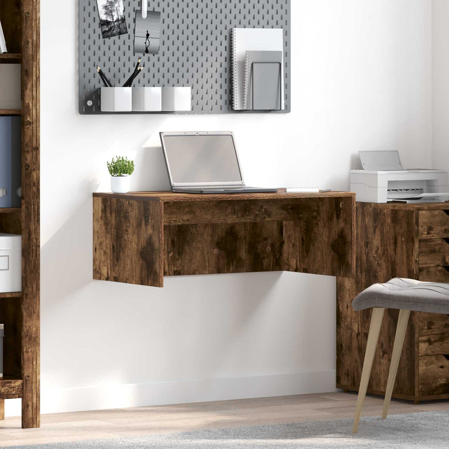Aan de muur bevestigd bureau Gerookt eiken 80 x 45 x 30 cm