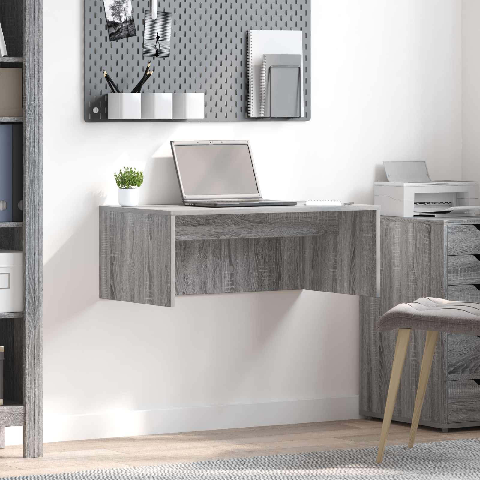 Aan de muur bevestigd bureau Grijs Sonoma 80 x 45 x 30 cm
