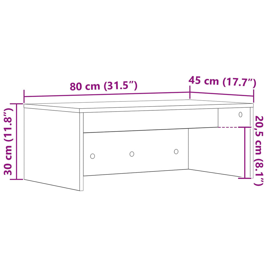 Aan de muur bevestigd bureau Oud Hout 80 x 45 x 30 cm