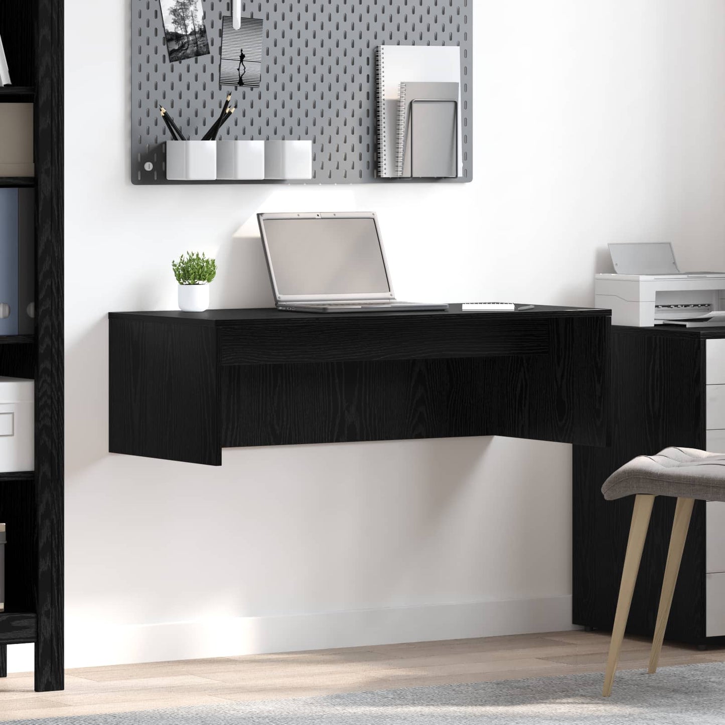 Aan de muur bevestigd bureau Zwart Eiken 100 x 45 x 30 cm