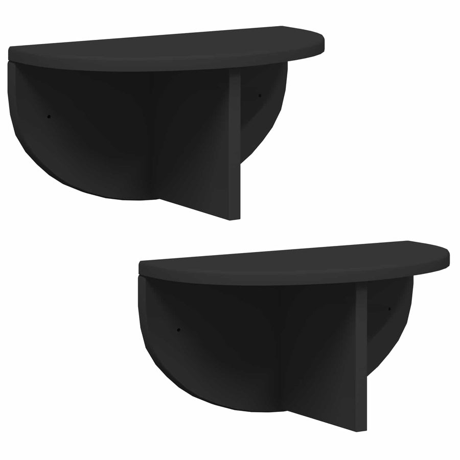 Wandplank 2 pcs Zwart 38 x 19 x 19 cm Bewerkt hout