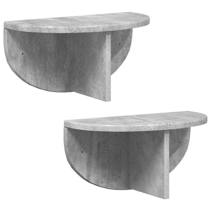 Wandplank 2 pcs Beton Grijs 38 x 19 x 19 cm Bewerkt hout