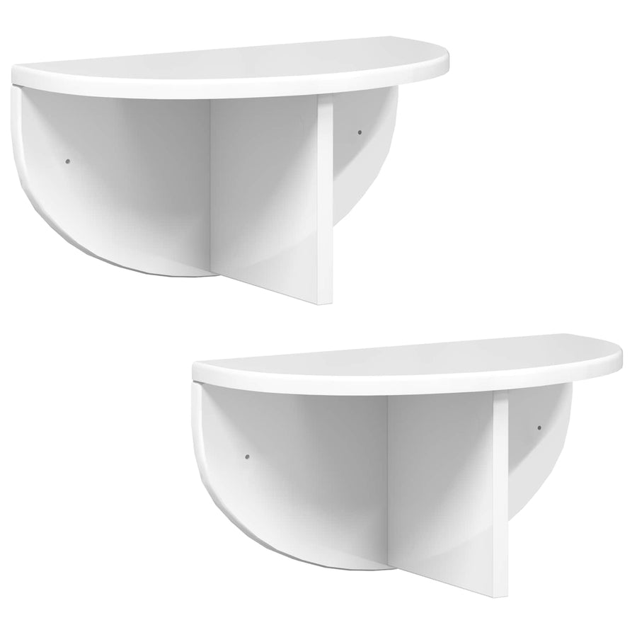 Wandplank 2 pcs Hoogglans wit 38 x 19 x 19 cm Bewerkt hout