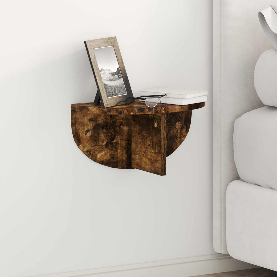 Wandplank Gerookt eiken 38 x 19 x 19 cm Bewerkt hout