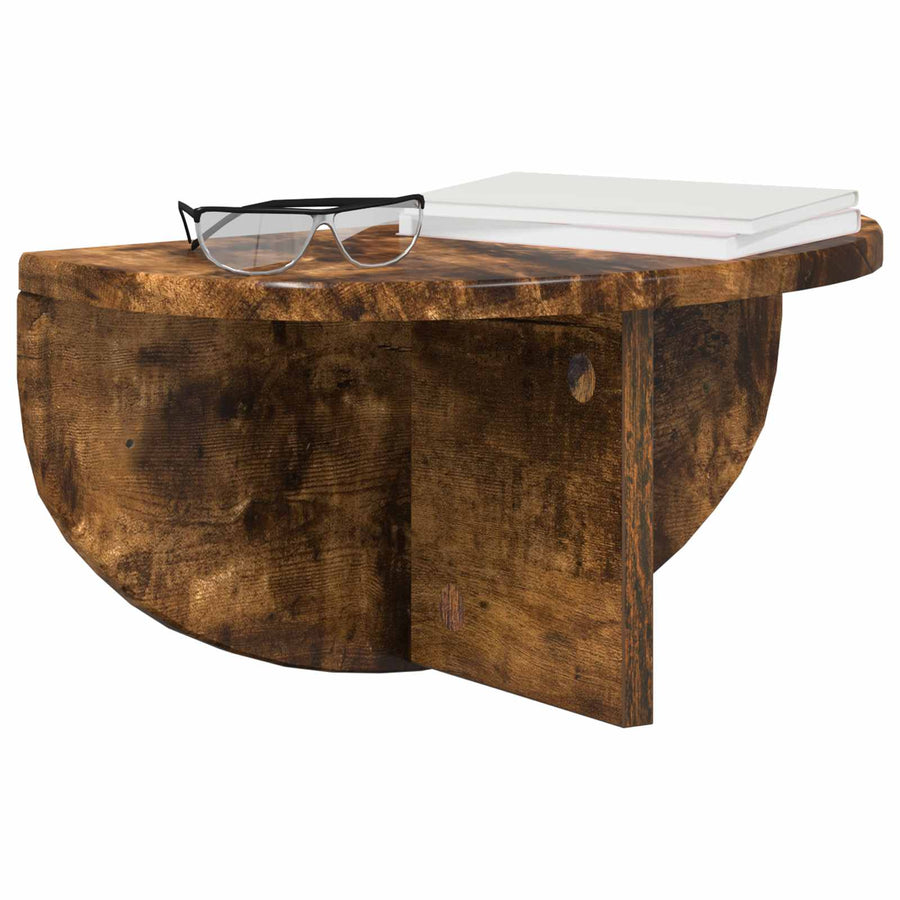 Wandplank Gerookt eiken 38 x 19 x 19 cm Bewerkt hout