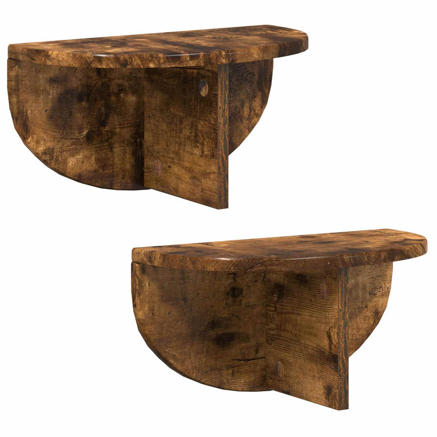 Wandplank 2 pcs Gerookt eiken 38 x 19 x 19 cm Bewerkt hout