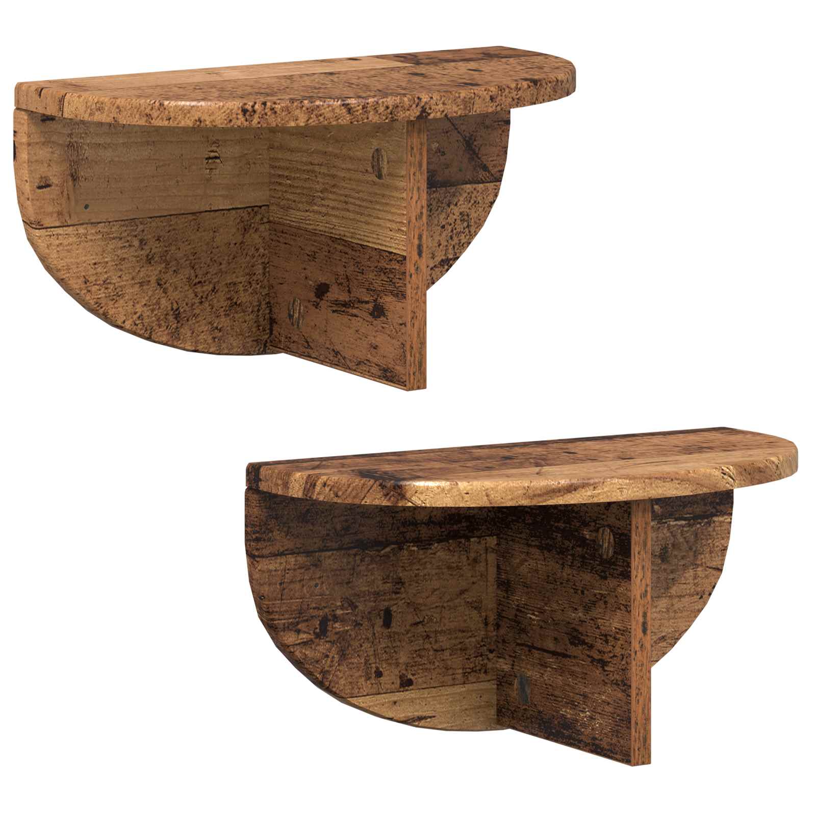 Wandplank 2 pcs Oudhout 38 x 19 x 19 cm Bewerkt hout