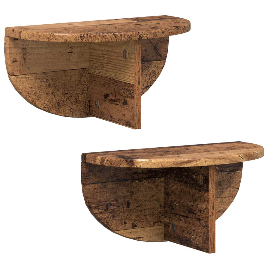 Wandplank 2 pcs Oudhout 38 x 19 x 19 cm Bewerkt hout