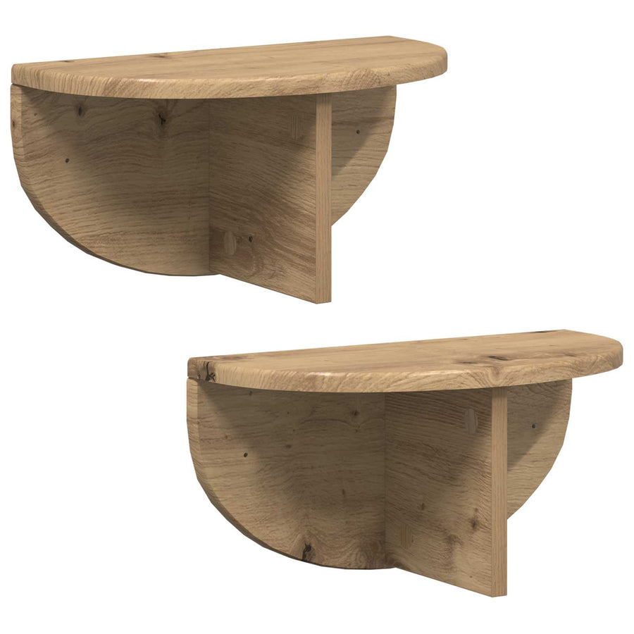 Wandplank 2 pcs Artisan Eiken 38 x 19 x 19 cm Bewerkt hout
