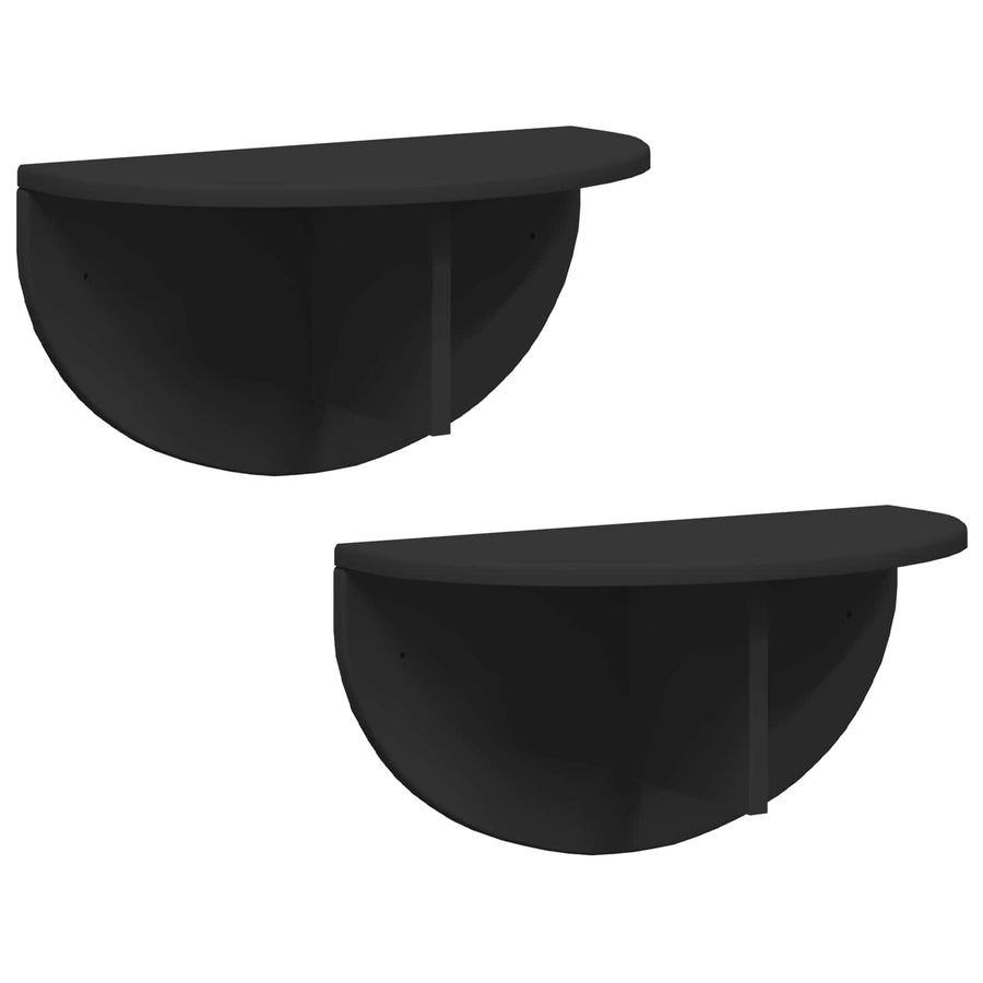 Wandplank 2 pcs Zwart 38 x 19 x 19 cm Bewerkt hout