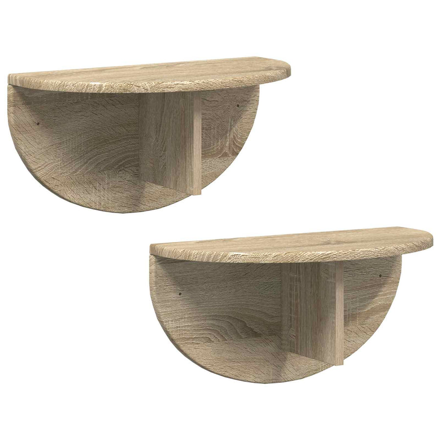 Wandplank 2 pcs Sonoma Eiken 38 x 19 x 19 cm Bewerkt hout