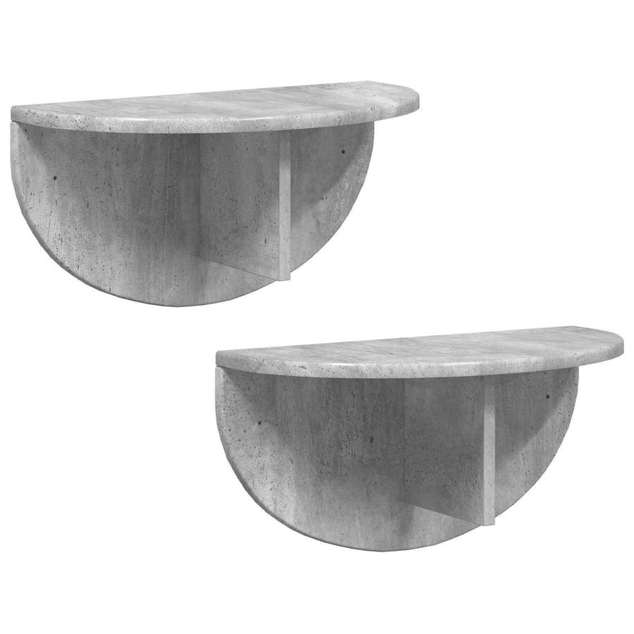 Wandplank 2 pcs Beton Grijs 38 x 19 x 19 cm Bewerkt hout