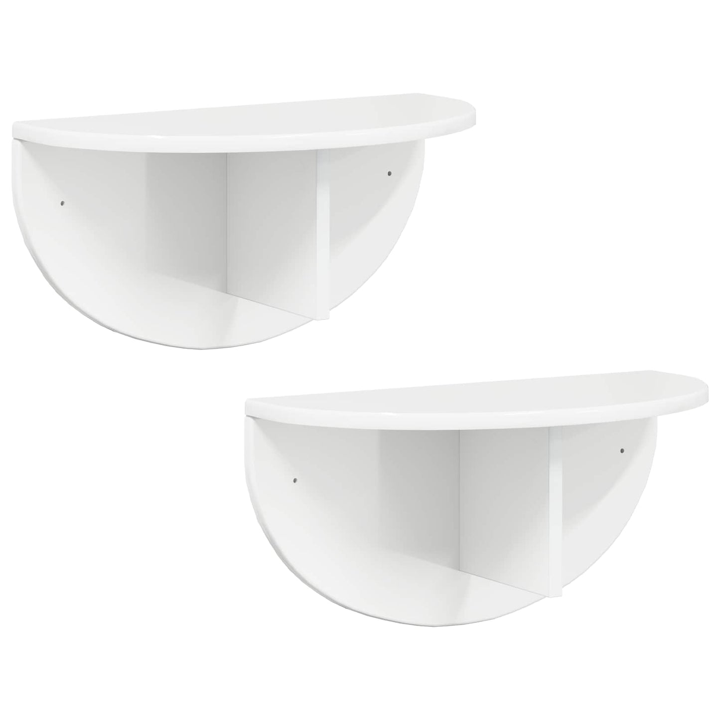 Wandplank 2 pcs Hoogglans wit 38 x 19 x 19 cm Bewerkt hout