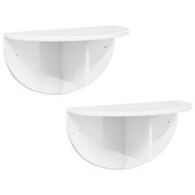 Wandplank 2 pcs Hoogglans wit 38 x 19 x 19 cm Bewerkt hout