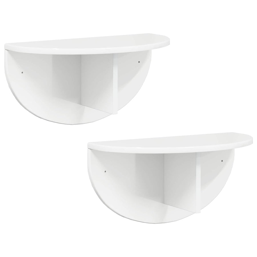 Wandplank 2 pcs Hoogglans wit 38 x 19 x 19 cm Bewerkt hout