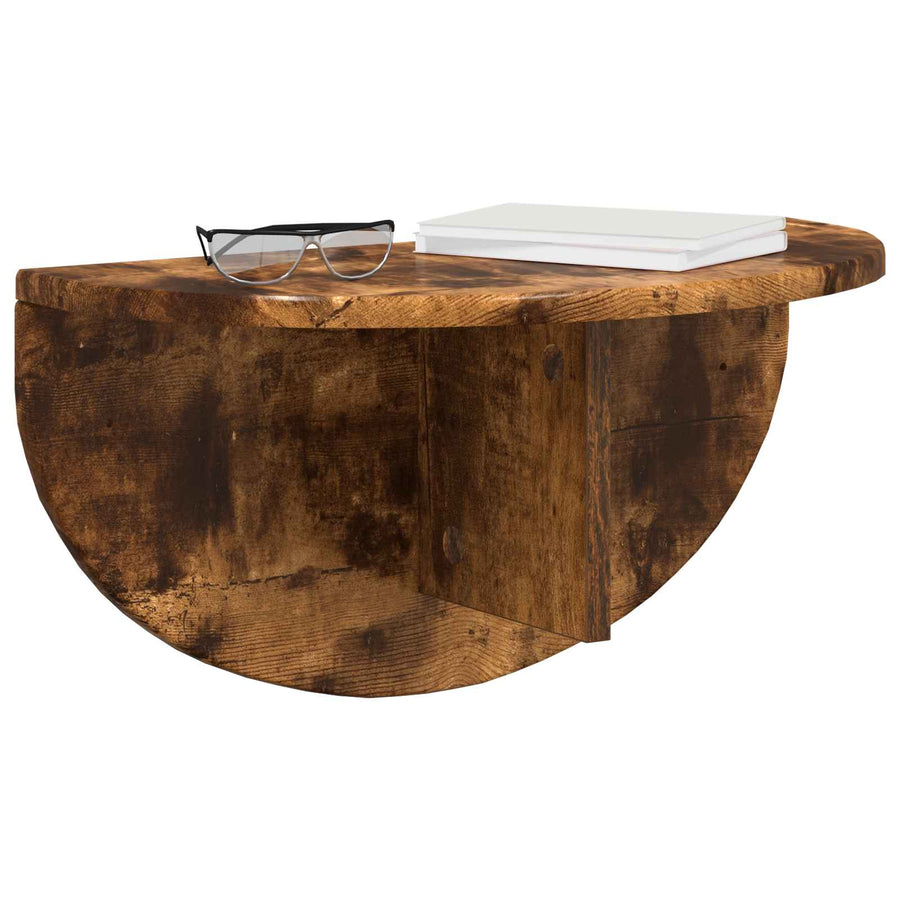 Wandplank Gerookt eiken 38 x 19 x 19 cm Bewerkt hout