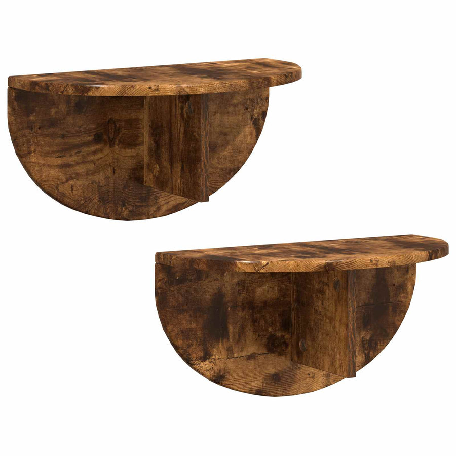 Wandplank 2 pcs Gerookt eiken 38 x 19 x 19 cm Bewerkt hout