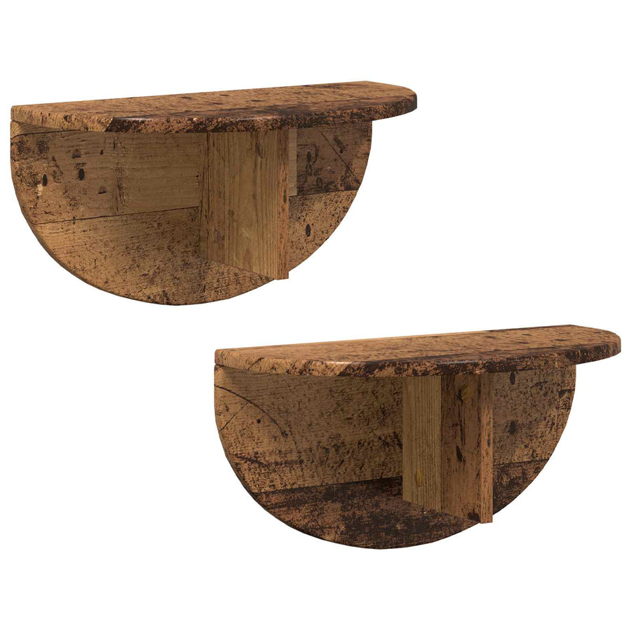 Wandplank 2 pcs Oudhout 38 x 19 x 19 cm Bewerkt hout
