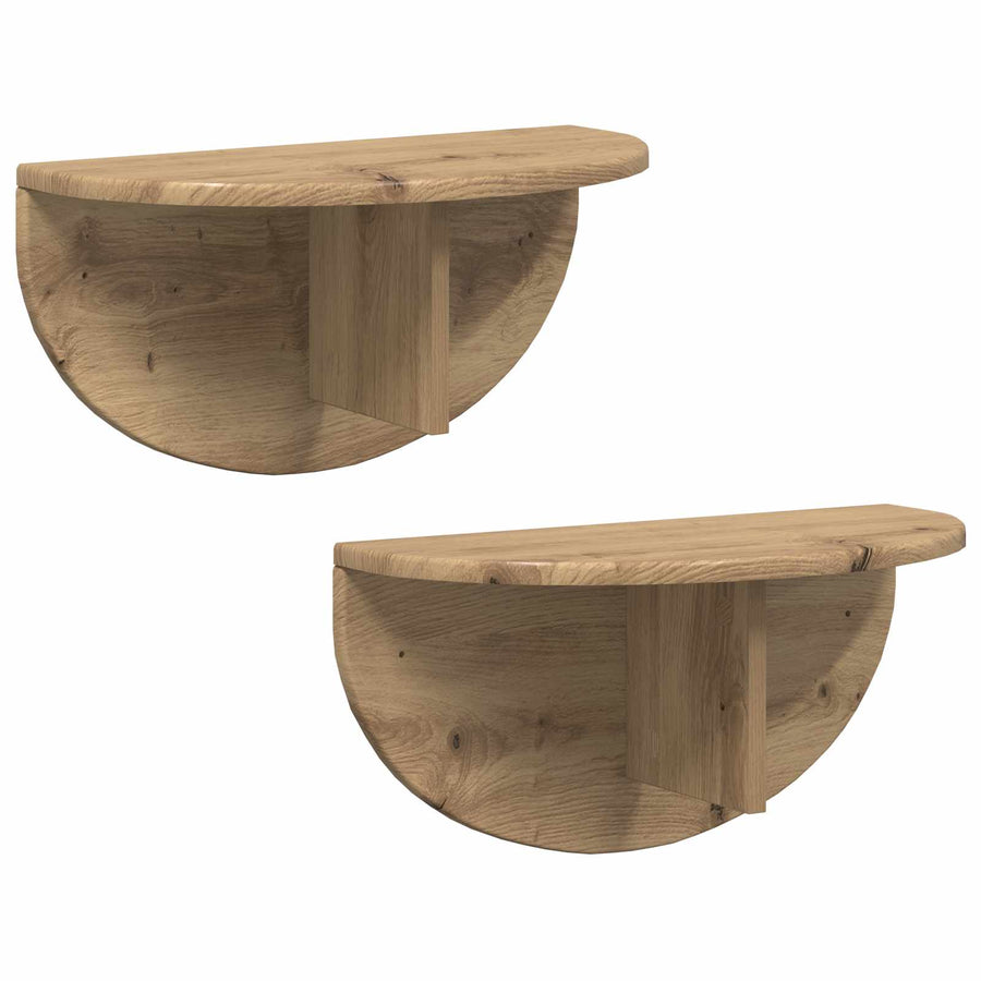 Wandplank 2 pcs Artisan Eiken 38 x 19 x 19 cm Bewerkt hout