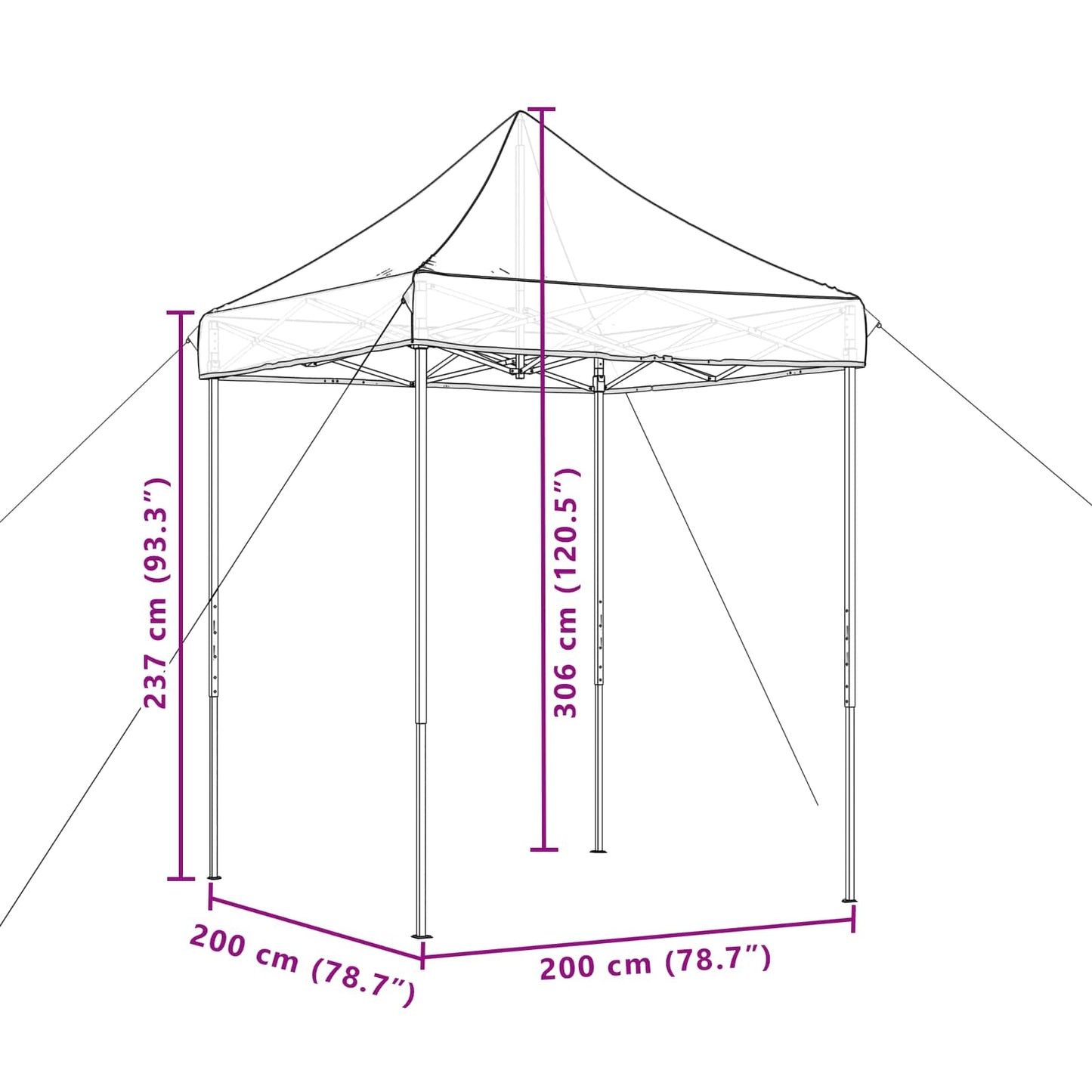 Partytent Beige 200 x 200 x 306 cm Oxford Stof
