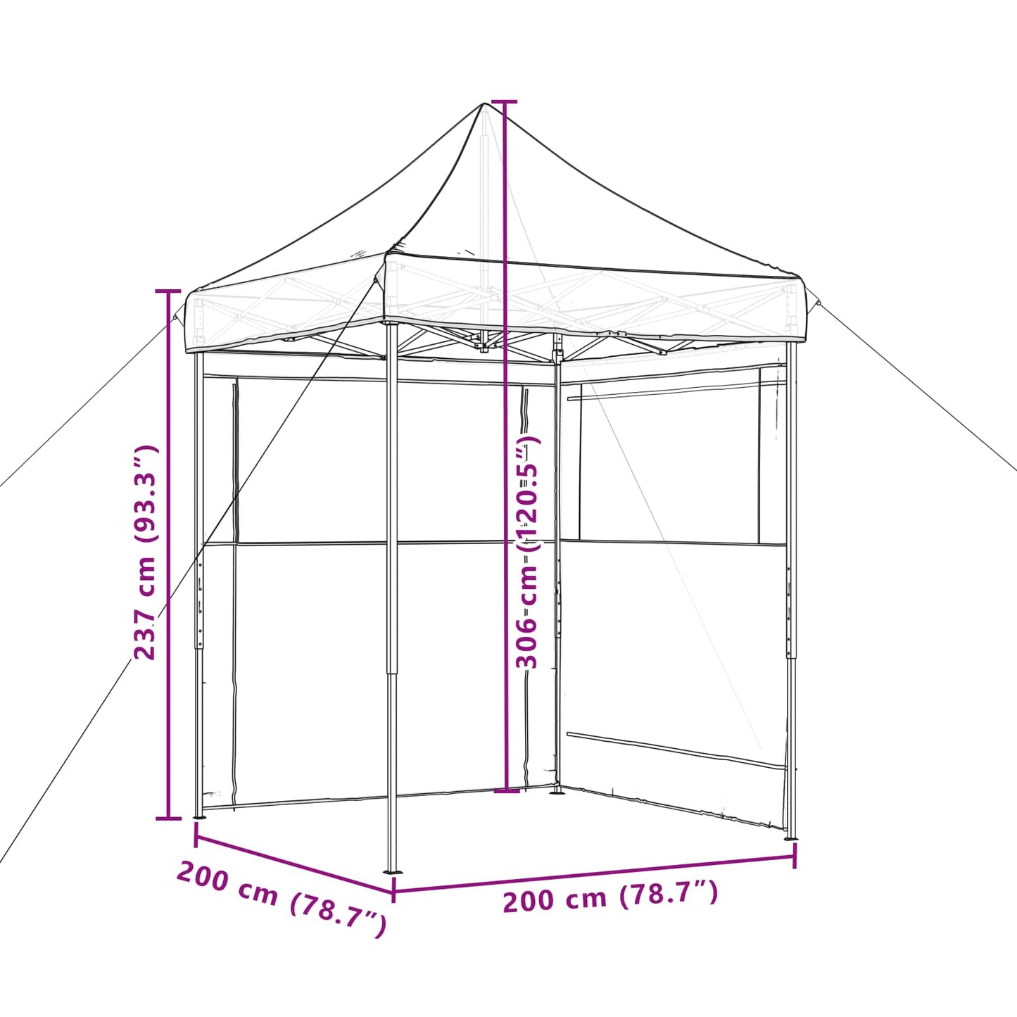 Partytent Bruin 200 x 200 x 306 cm Oxford Stof