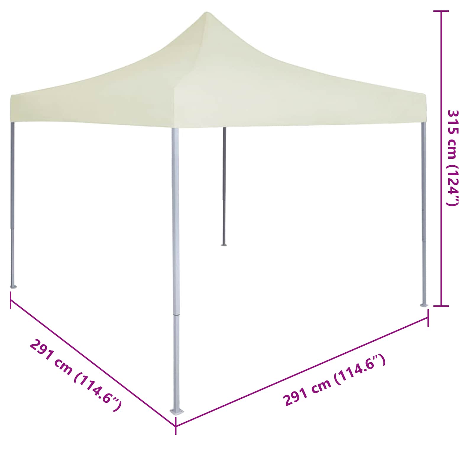 Partytent Crème 291 x 291 x 315 cm Oxford Stof