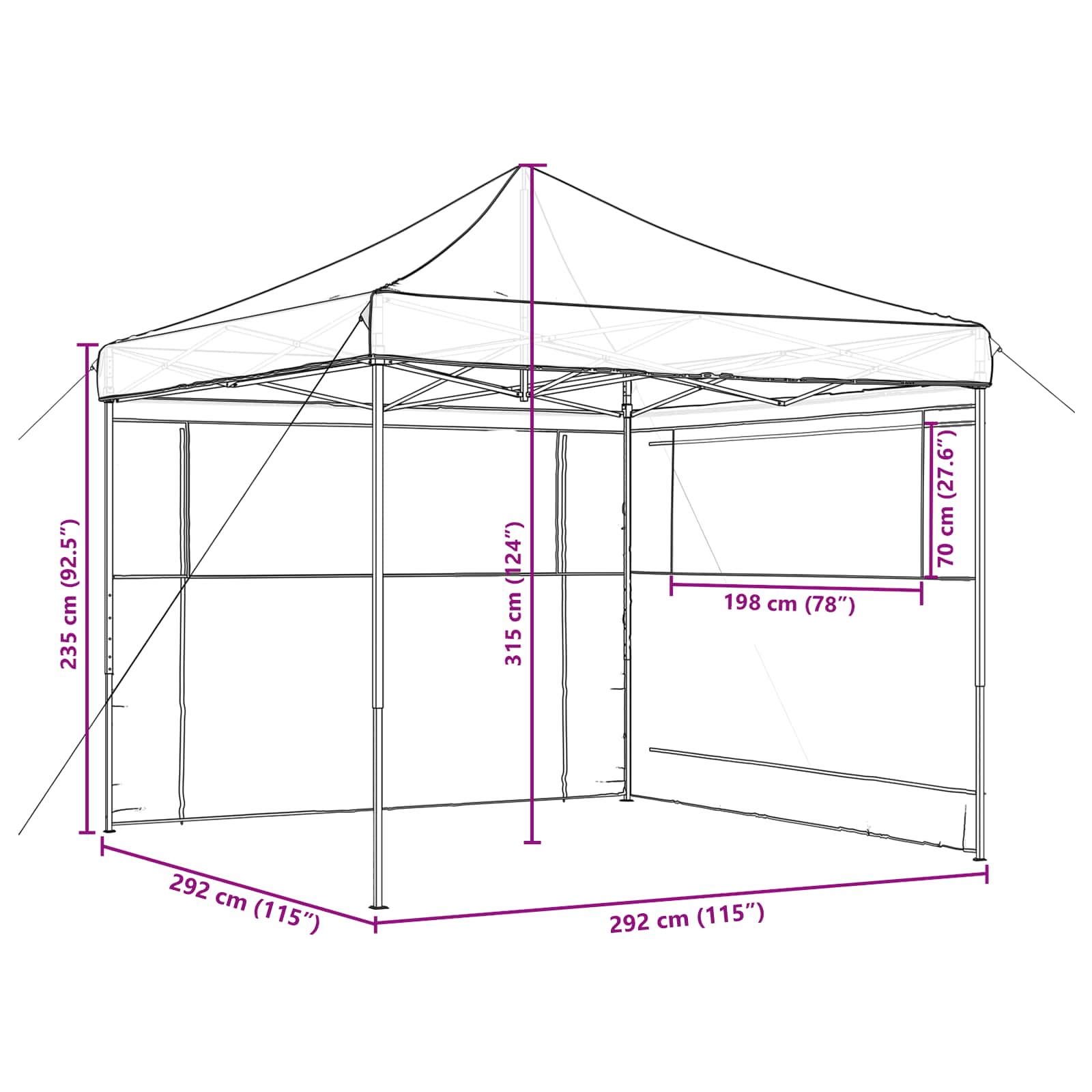 Partytent Bordeauxrood 292 x 292 x 315 cm Oxford Stof