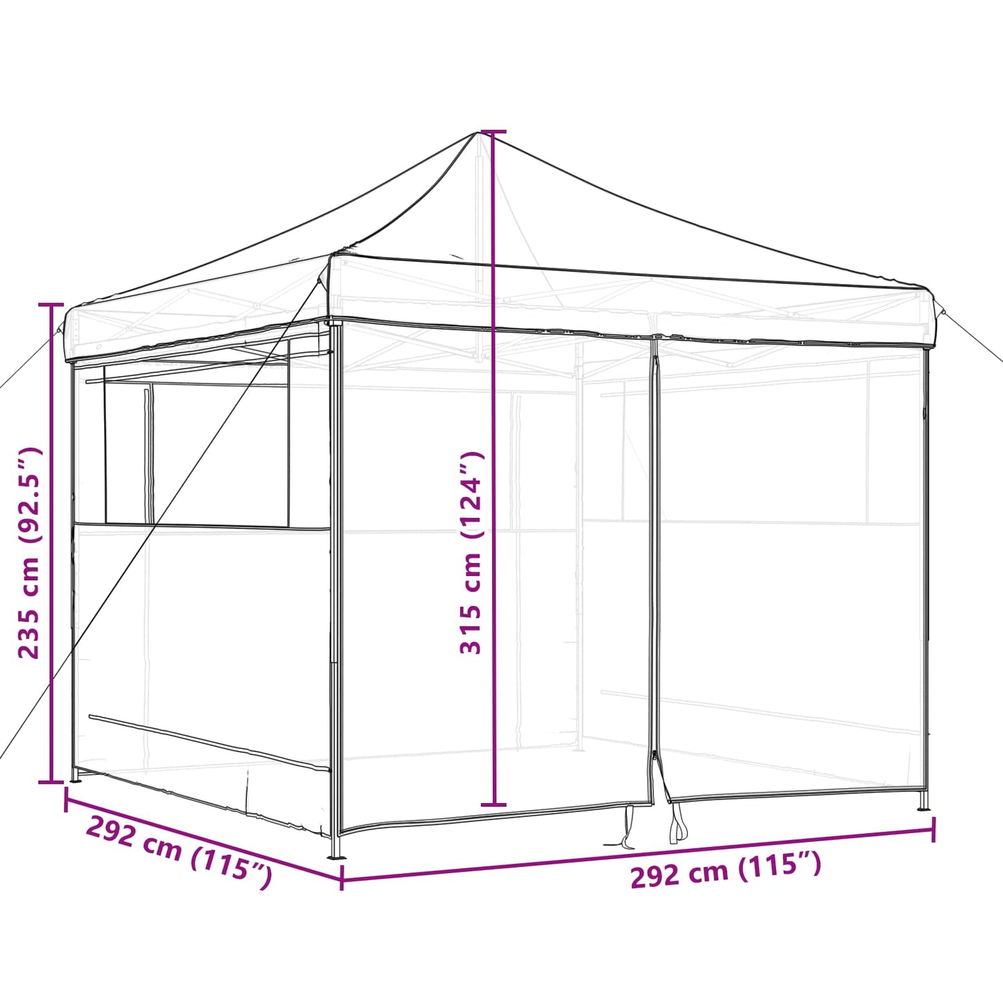 Partytent Terracotta 292 x 292 x 315 cm Oxford Stof