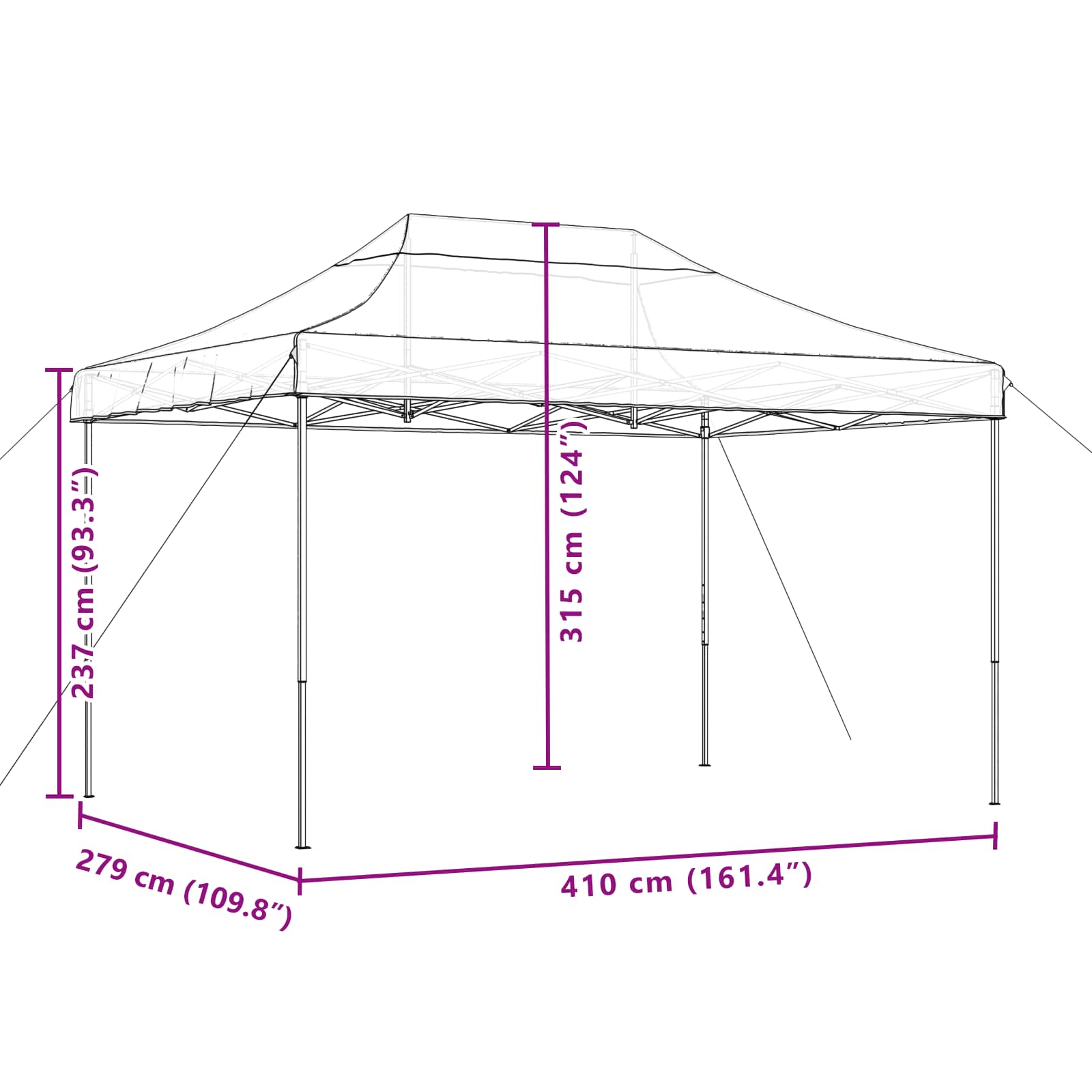 Partytent Zwart 279 x 410 x 315 cm Oxford Stof