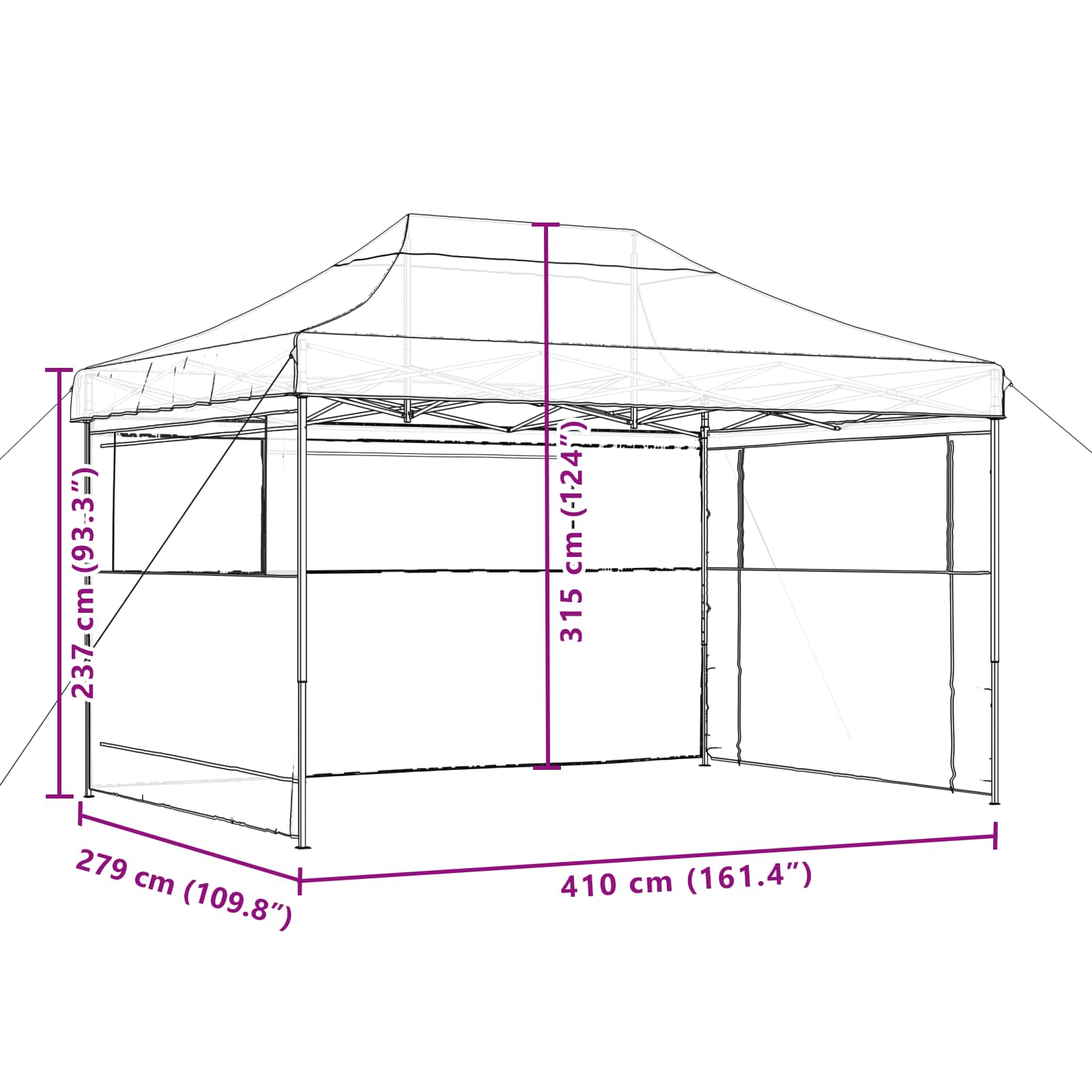 Partytent Oranje 279 x 410 x 315 cm Oxford Stof
