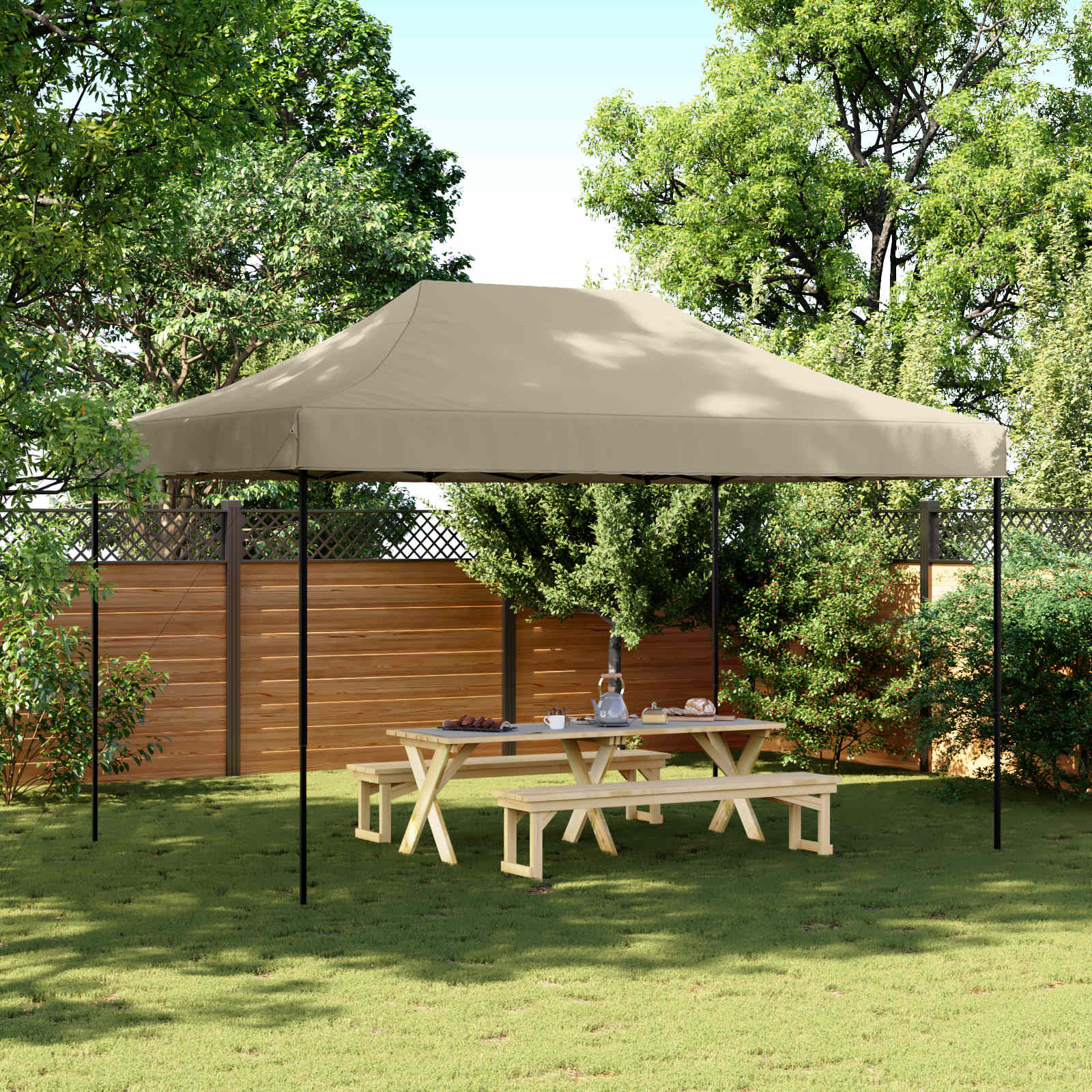 Partytent Taupe 292 x 440 x 315 cm Oxford Stof