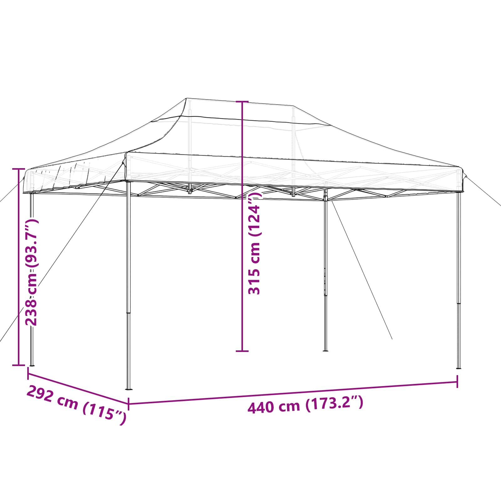 Partytent Bruin 292 x 440 x 315 cm Oxford Stof