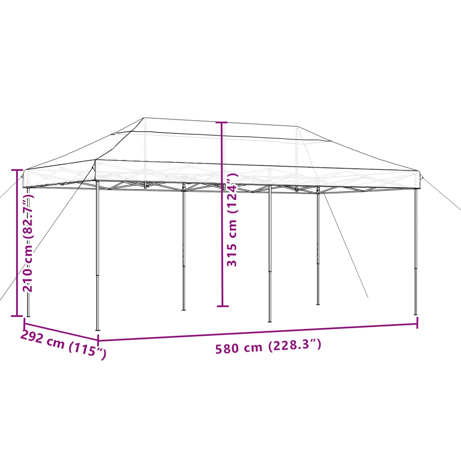 Partytent Taupe 292 x 580 x 315 cm Oxford Stof