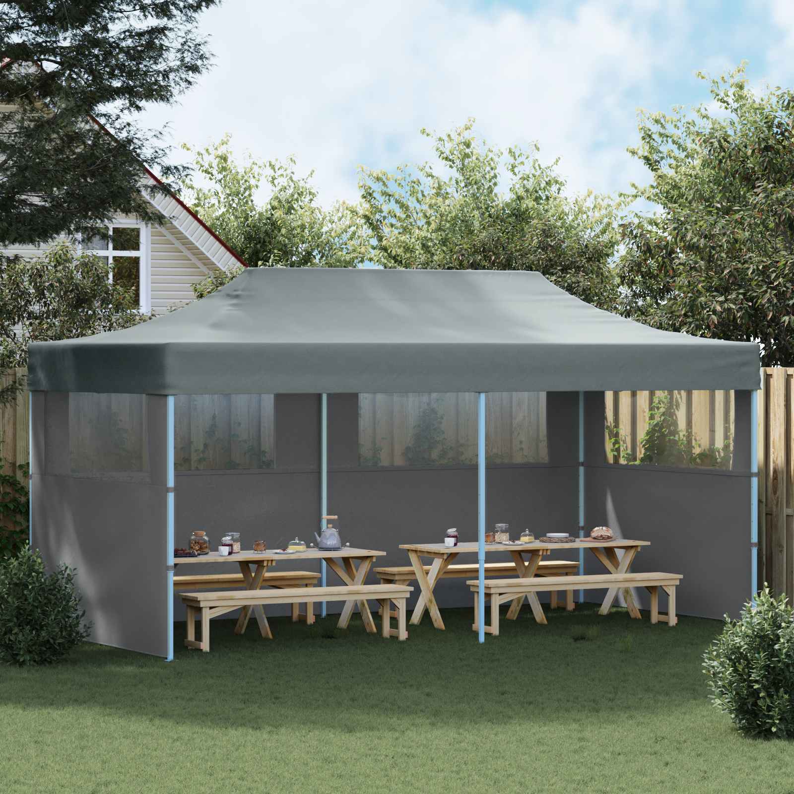 Partytent Antraciet 291 x 580 x 315 cm Oxford Stof