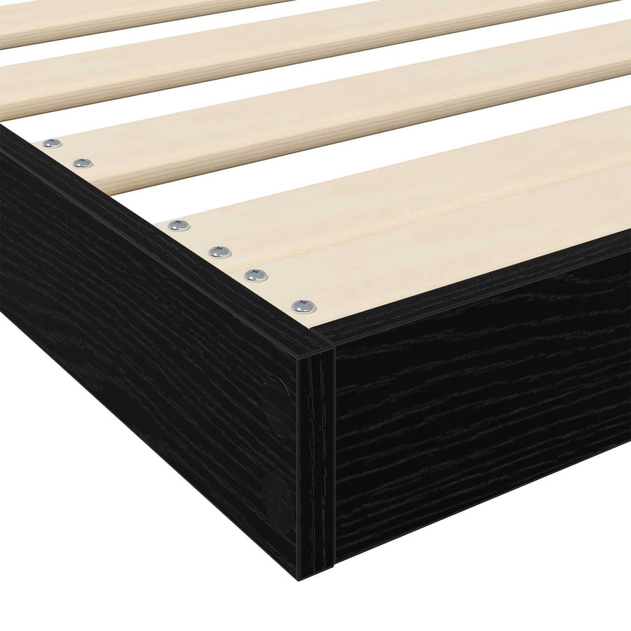 Vloer bedframe Zwart Eiken 70 x 190 cm Bewerkt hout