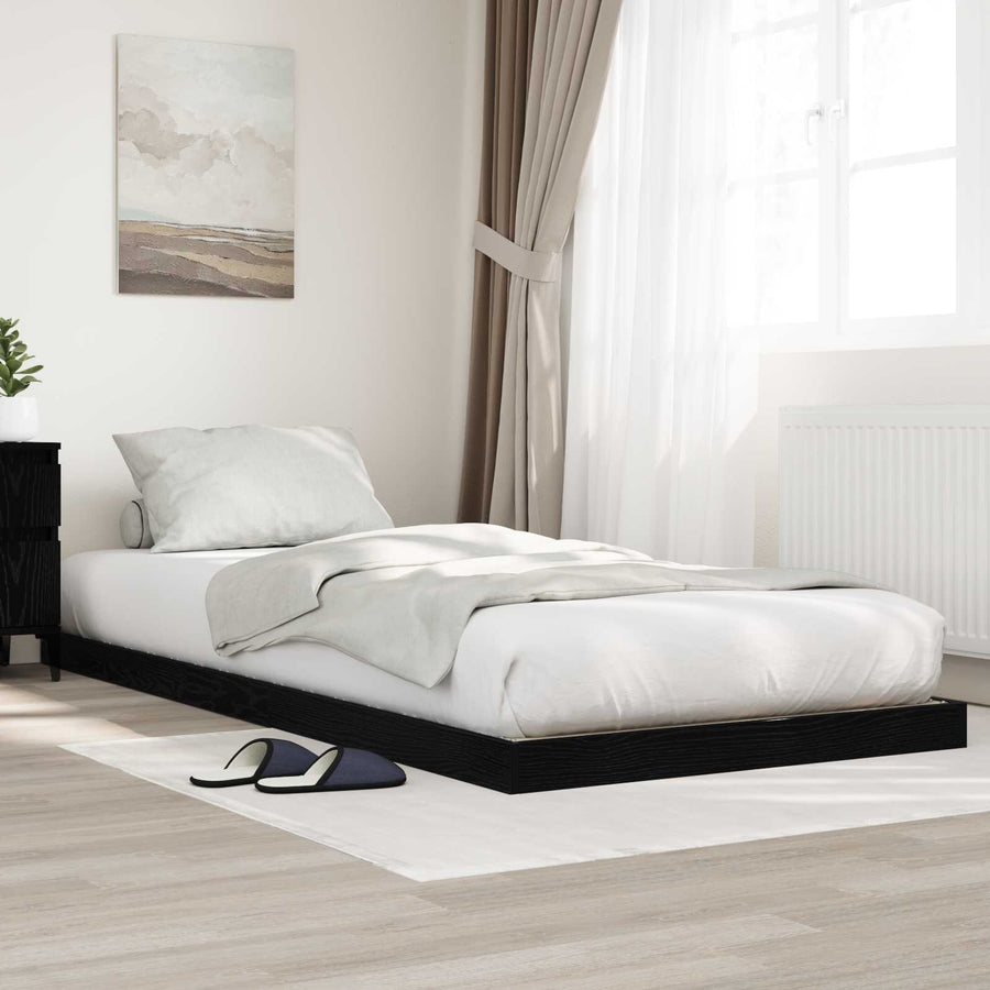 Vloer bedframe Zwart Eiken 70 x 190 cm Bewerkt hout