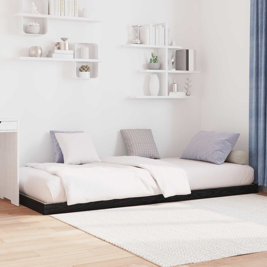 Vloer bedframe Zwart Eiken 70 x 190 cm Bewerkt hout