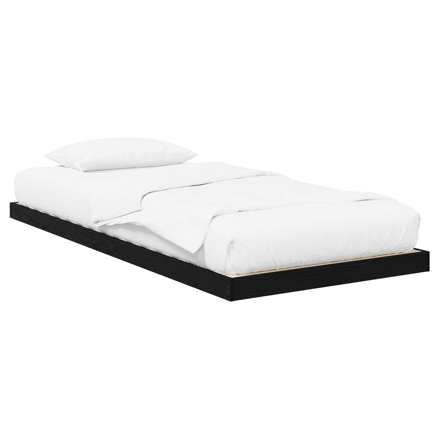 Vloer bedframe Zwart Eiken 70 x 190 cm Bewerkt hout