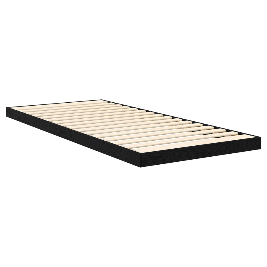 Vloer bedframe Zwart Eiken 70 x 190 cm Bewerkt hout