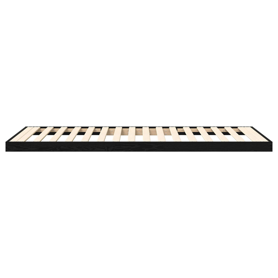 Vloer bedframe Zwart Eiken 70 x 190 cm Bewerkt hout