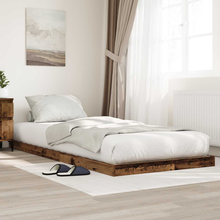 Vloer bedframe Oudhout 70 x 190 cm Bewerkt hout