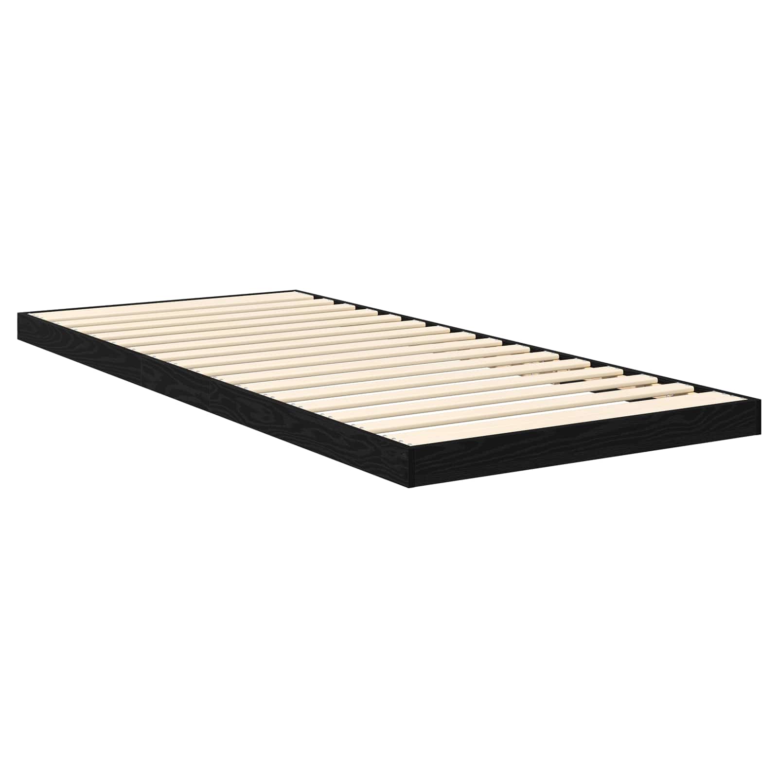 Vloer bedframe Zwart Eiken 80 x 190 cm Bewerkt hout