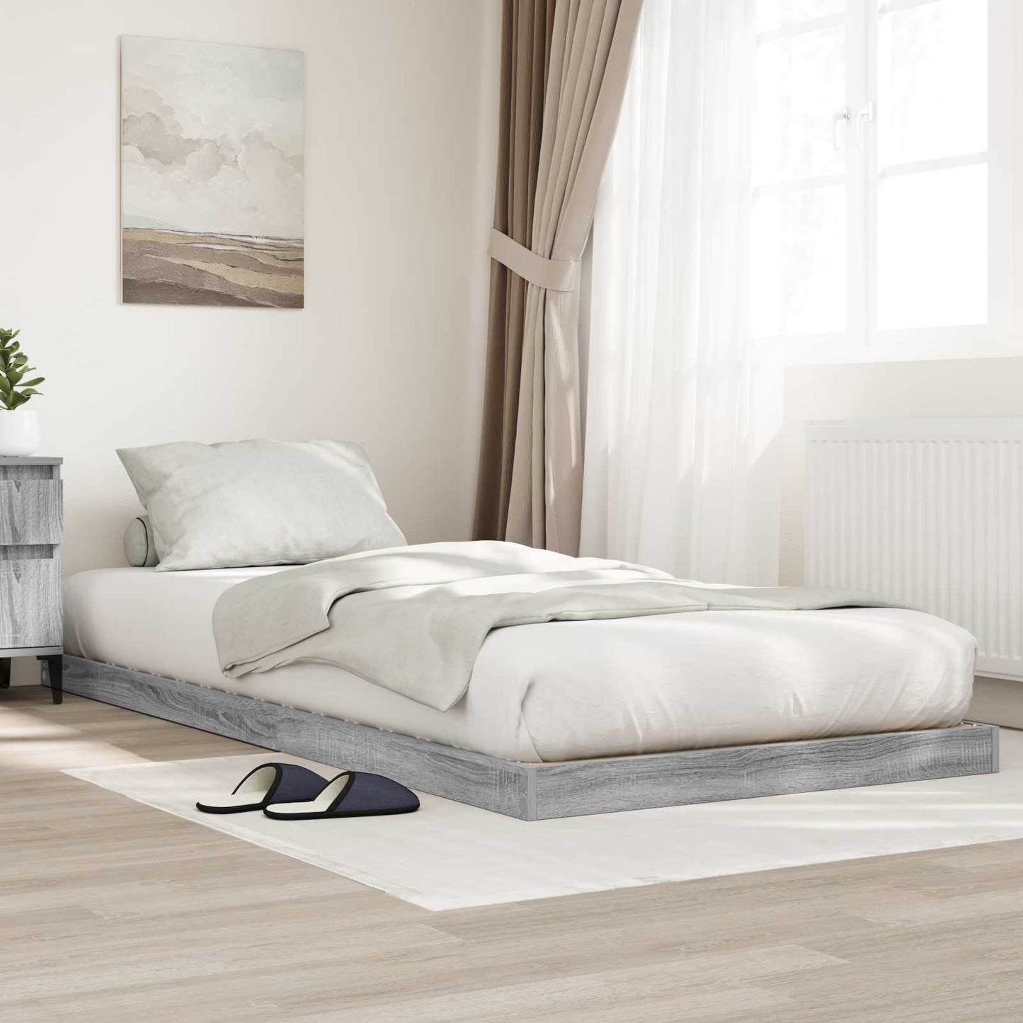 Vloer bedframe Sonoma 80 x 190 cm Bewerkt hout
