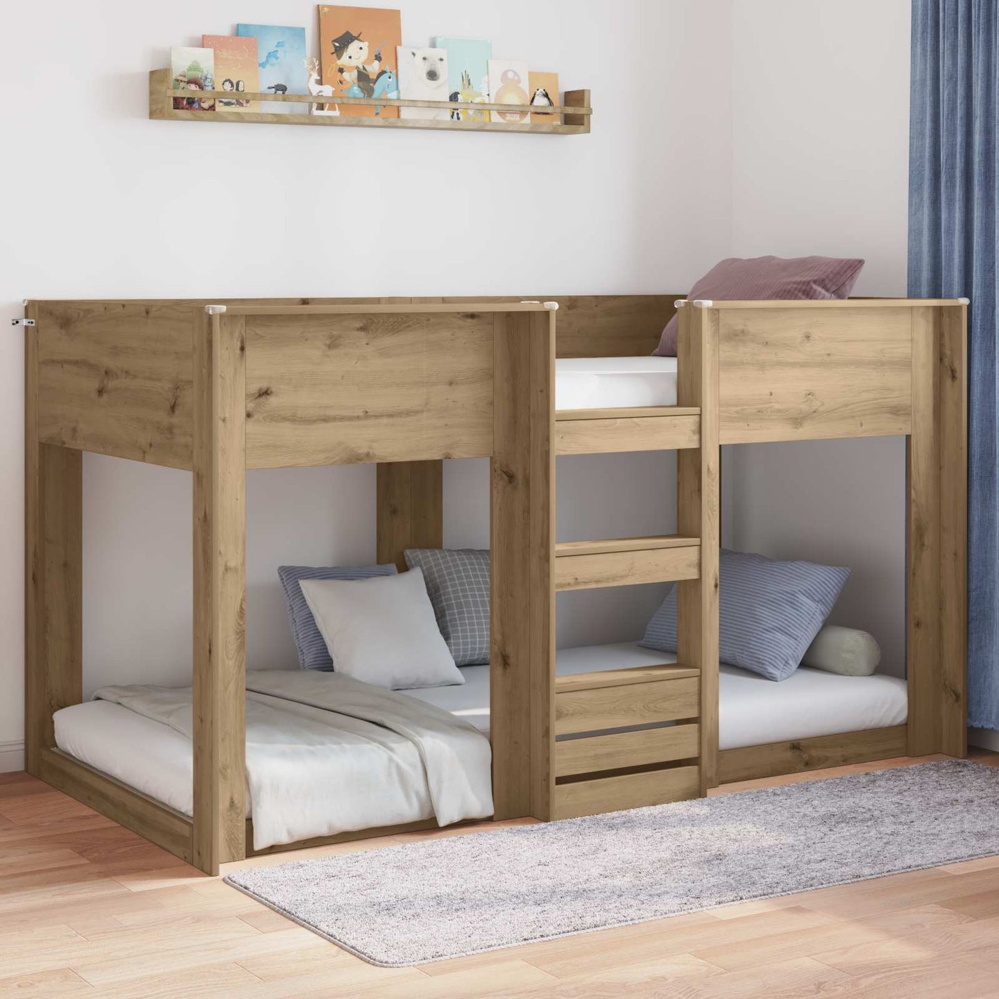 Vloer bedframe Artisan Eiken 80 x 190 cm Bewerkt hout