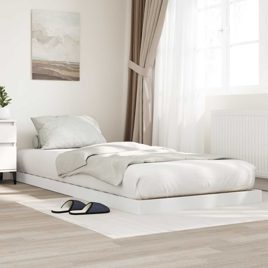 Vloer bedframe Wit 75 x 190 cm Bewerkt hout