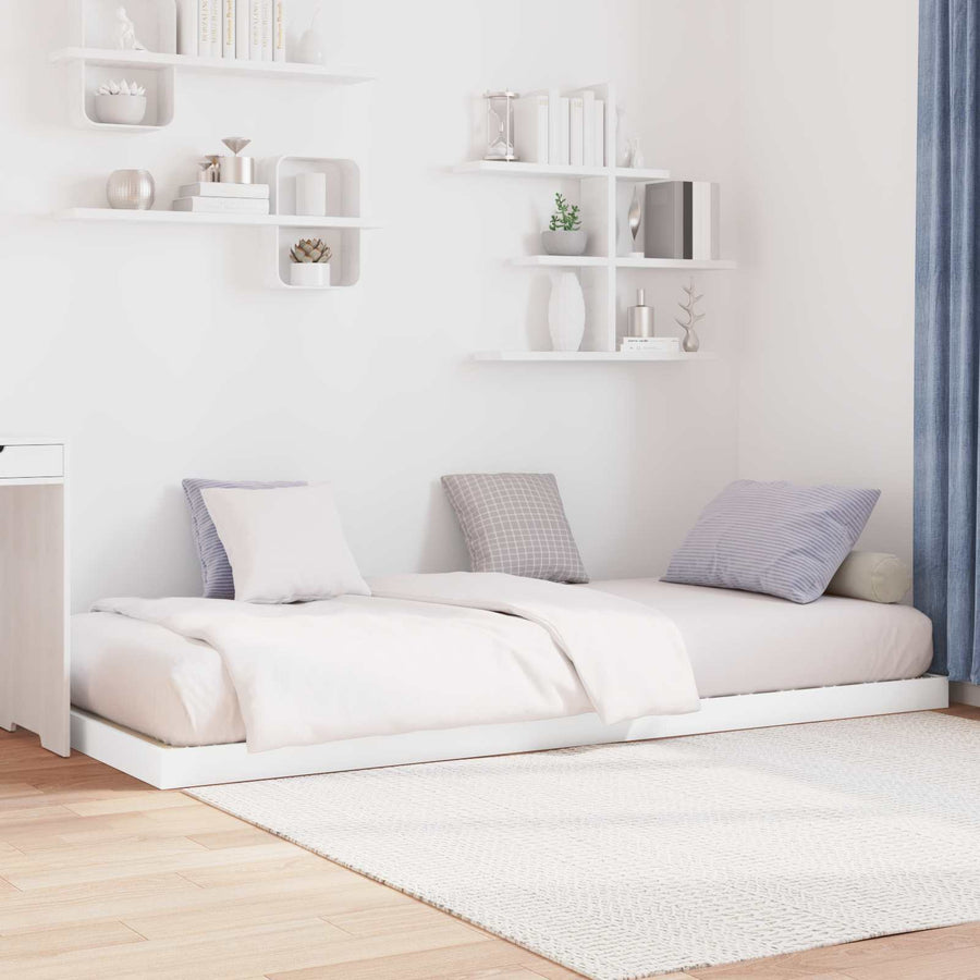 Vloer bedframe Wit 75 x 190 cm Bewerkt hout