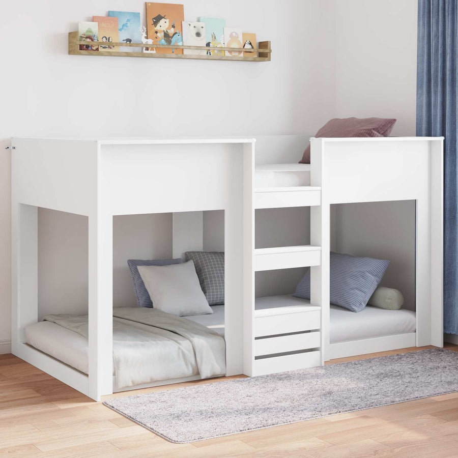 Vloer bedframe Wit 75 x 190 cm Bewerkt hout
