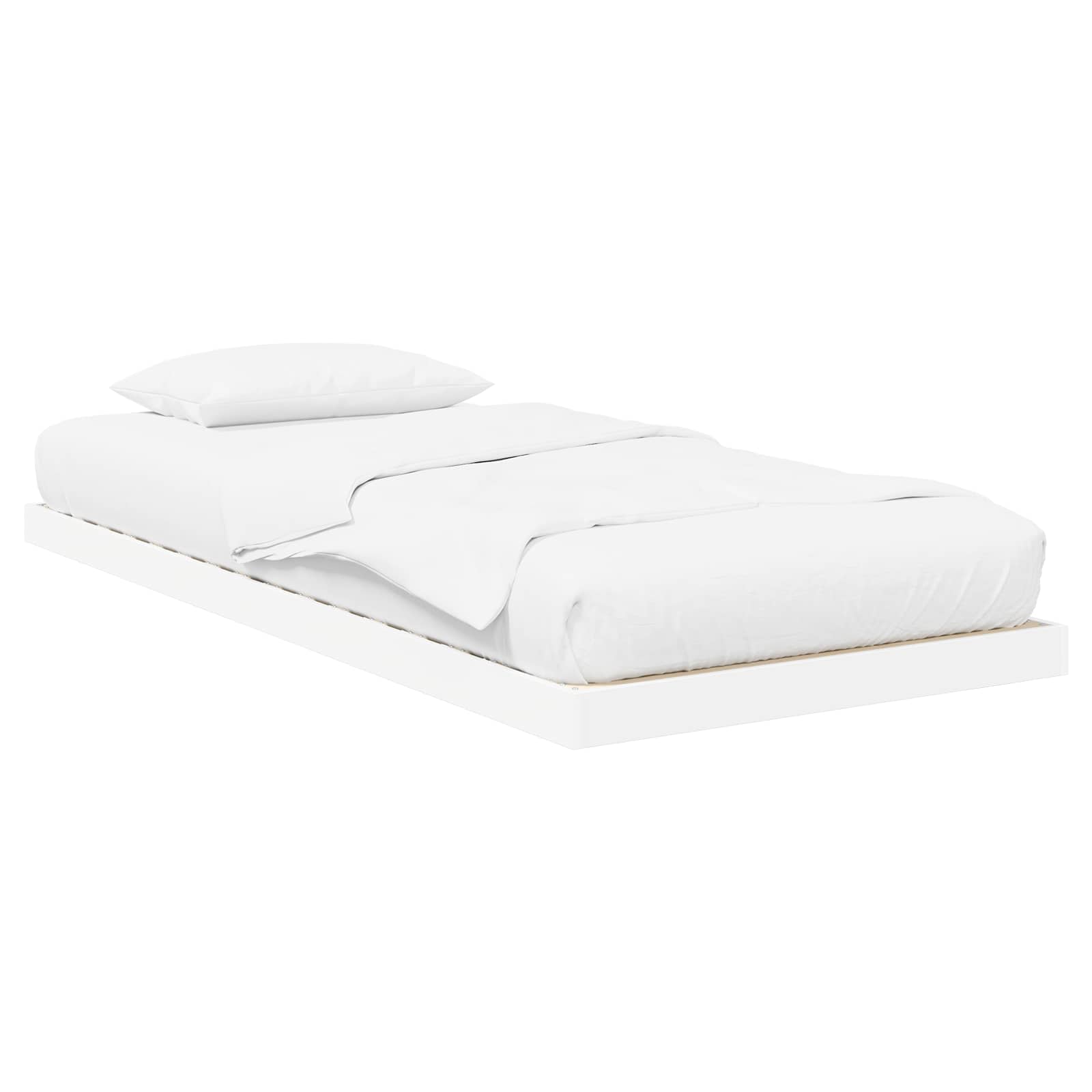 Vloer bedframe Wit 75 x 190 cm Bewerkt hout