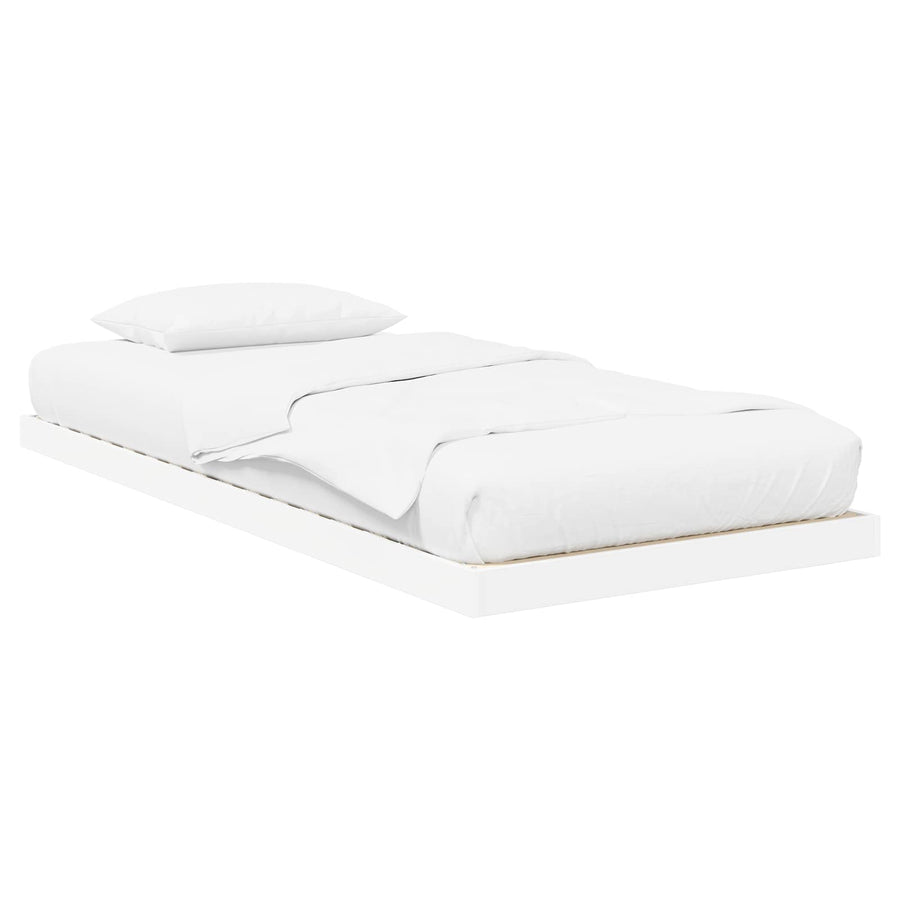 Vloer bedframe Wit 75 x 190 cm Bewerkt hout
