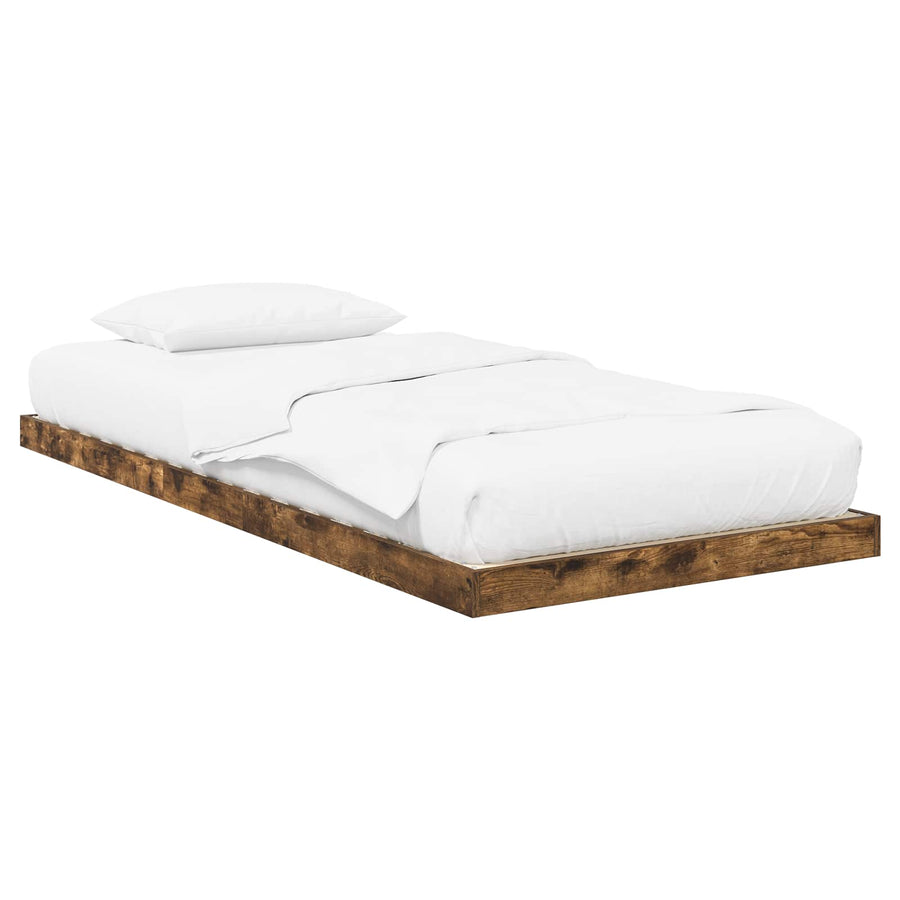 Vloer bedframe Gerookt eiken 75 x 190 cm Bewerkt hout